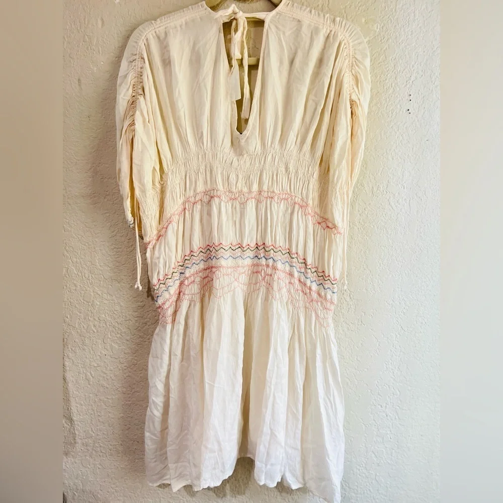 Free People Embroidered dress has peasant-style romantic, vintage-inspired Sz S
